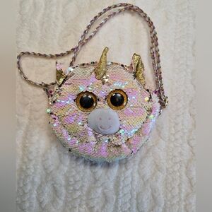 TY Fantasia Unicorn Sequin Crossbody Purse Pink Gold Kids Bag